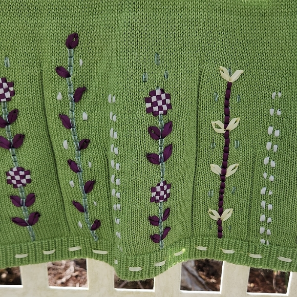 Green Embroidered Women's Sweater - 100% Peruvian Alpaca - Picture 9 of 16